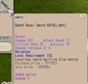 Death Royal Sword Xg+9 [Drs]