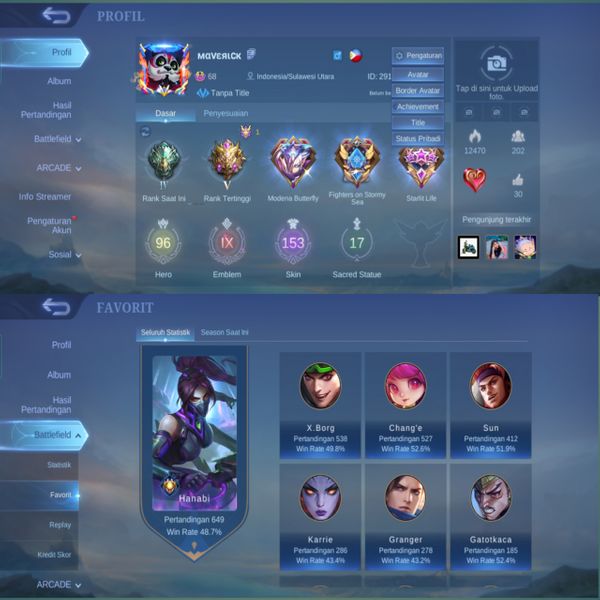 Mobile Legends Account | Skins (153) | Heroes (96) | All Max Emblem | Android | Instant Delivery