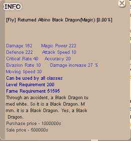 (FRABD M) Fly Returned Albino Black Dragon (Magic) +0