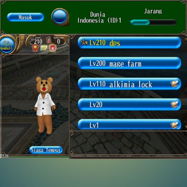 Super cheap Toram level 210 account on Indonesian server!!