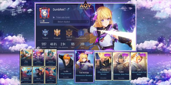 AOV Sultan account {Hero 105 Skin 209} DB Miracle