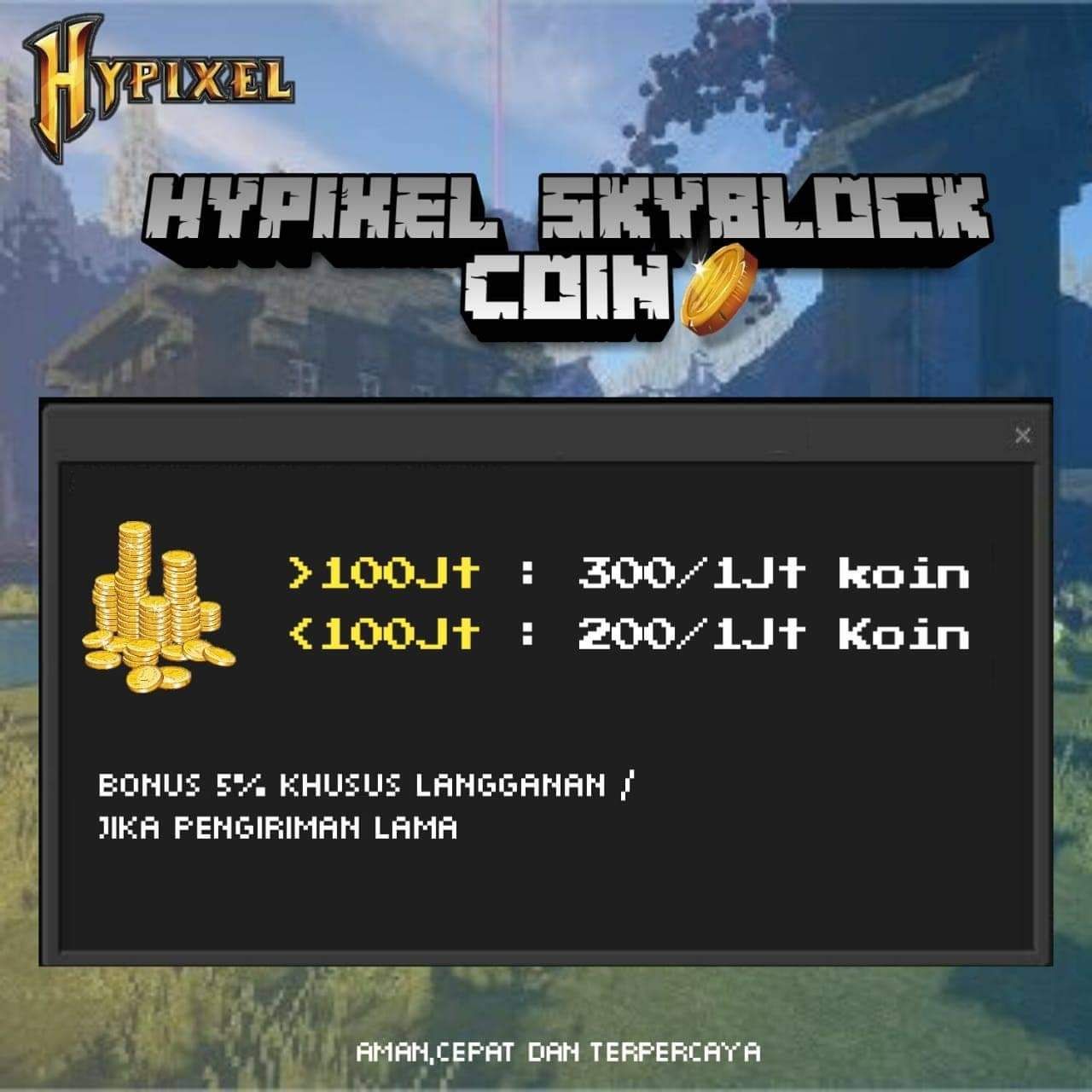 Beli Coin Hypixel Skyblock Coin MCraft Terlengkap dan Termurah januari 2026  1141098 | itemku