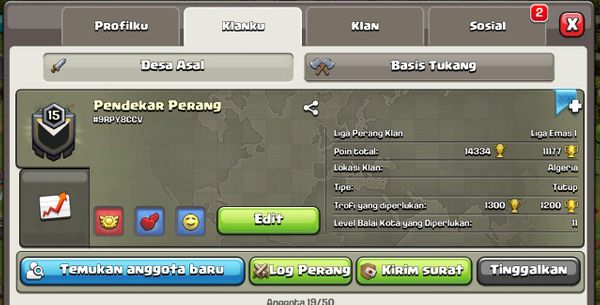 CLAN LV.15 NICK + WARLOG BAGUS, DIKIT LAGI NAIK LV.16