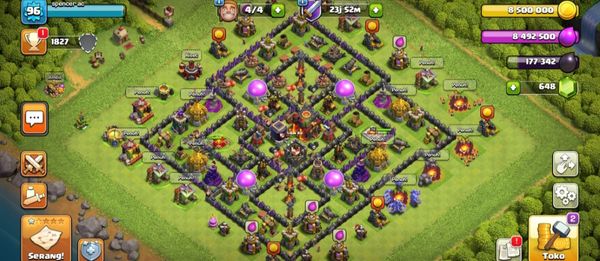 COC TH 10 HERO 20 22 GEMS BANYAK 648 GEMS GANTI NAMA 500 GEMS