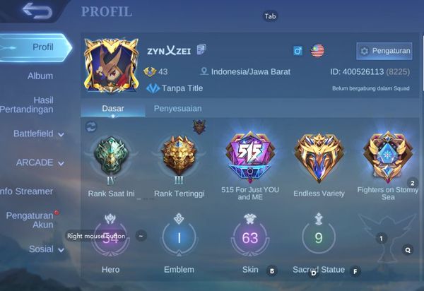 Ex Glory Hero Emblem ALL MAX + Legend Gusion + 8 Zodiac + Epic Limit Claude, Kimmy, Odette, Ruby + 2 Epic Shop ETC