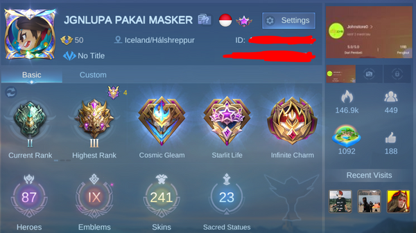 akun pribadi sultan skin legend dan collector