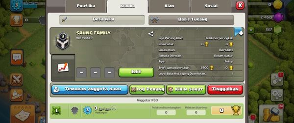 CLAN COC LEVEL 9 CLAN NAME "SAUNG FAMILY" GOOD CLAN NAME, NOMINUS WARLOG AND GREAT CHEAP PRICES