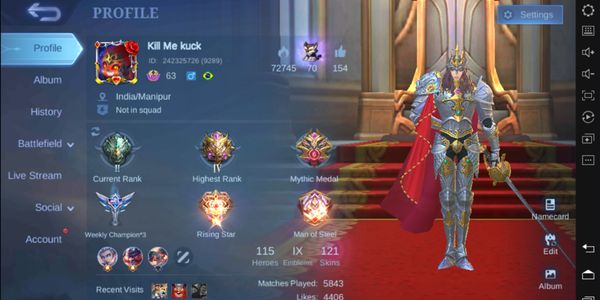 Hero ALL MAX + EMBLEM ALL MAX + M3 Roger + Epic Saber , Lancelot , Uranus , Ling , Franco + Lightborn Alucard DLL