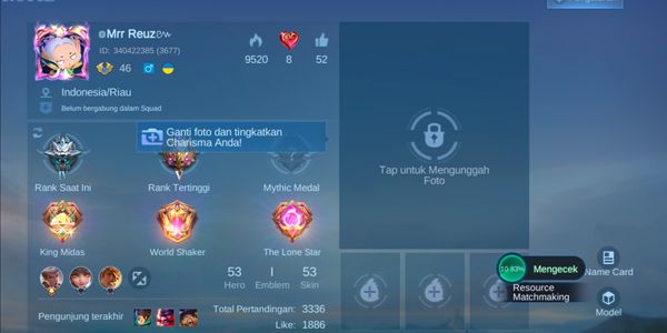 Mobile Legend Hero53 Skin53 Allunbind Sultan account is really good, safe and luxurious