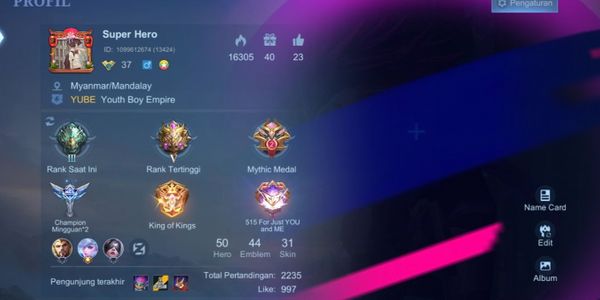 Mobile Legend Account Hero50 Skin31 Allunbind Epic Marsha Limit Roger Very Good Safe Luxurious
