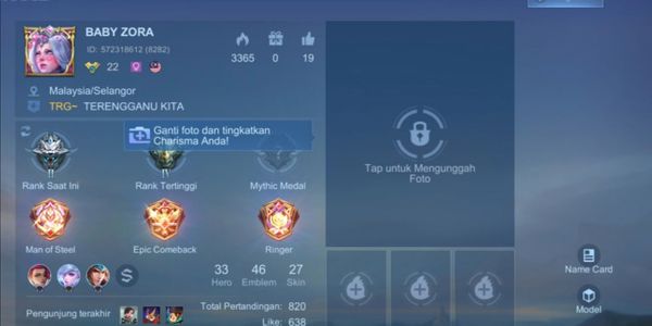 Mobile Legend Hero33 Skin27 Allunbind Sultan account is really good, safe and luxurious
