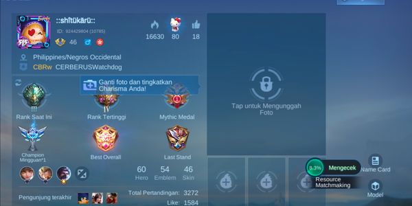 Mobile Legend Hero60 Skin46 Allunbind Sultan account is really good, safe and luxurious
