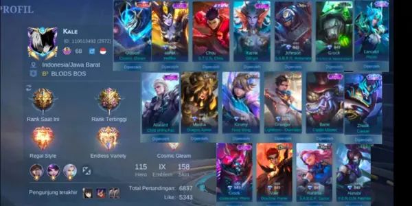 MANY MUMER CHAR+SKIN MOBILE LEGEND ACCOUNTS