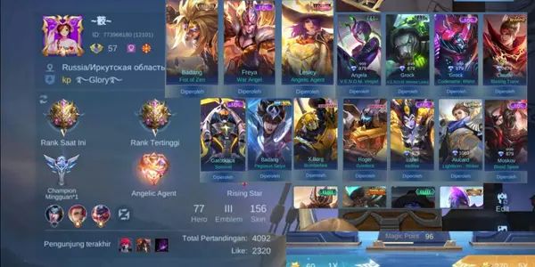 MANY COMPLETE MUMER MLBB CHAR + SKIN ACCOUNT