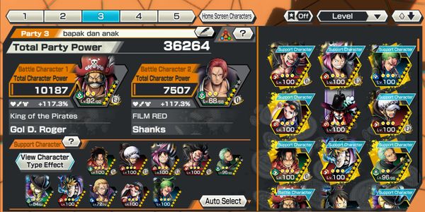 Extreme Roger Account Lvl 92 & Shanks Extreme Film Red Lvl 68 With Good Support and Good Medal (Account specs according to photo)