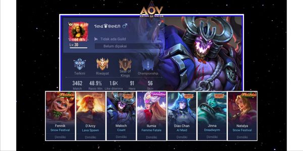 AOV account {Hero 91 Skin 56} 4Ruby Skin