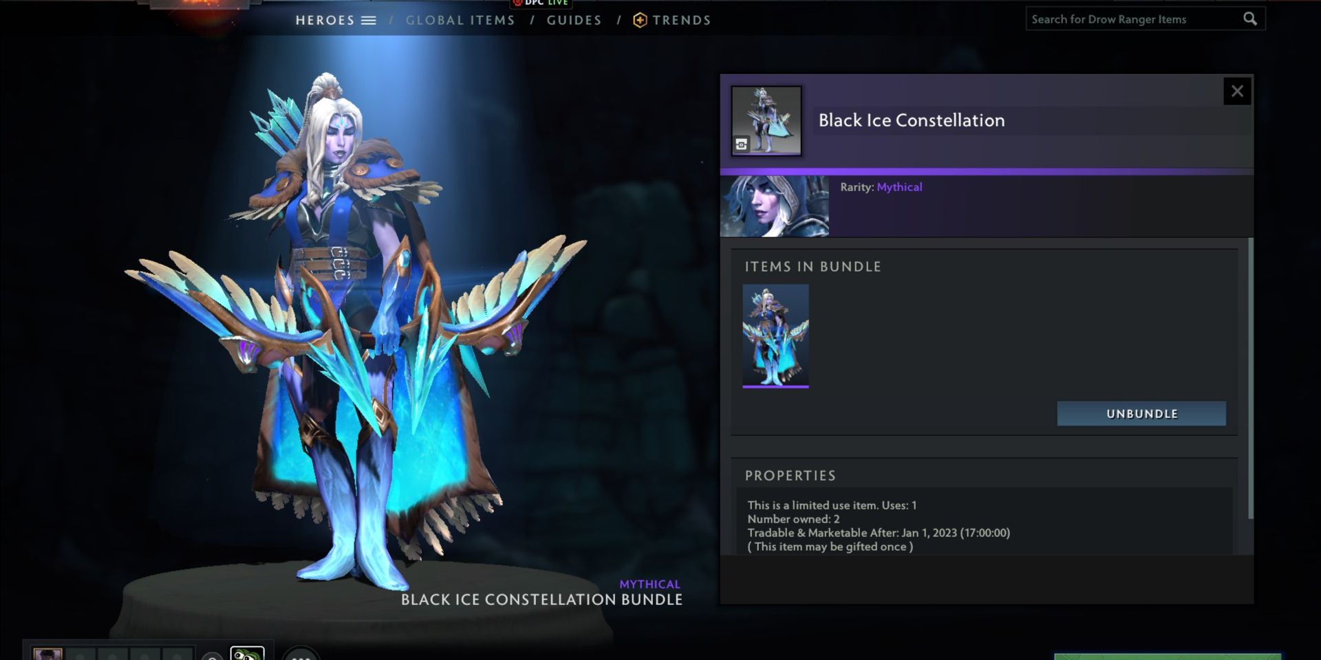 Beli Item Gift Black Ice Constellation(Drow Ranger Aghanim 2021 set ...