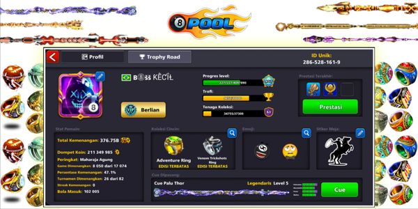 AKUN 8BP {Full Legend, VIP Diamond, 200jt+ Coin}