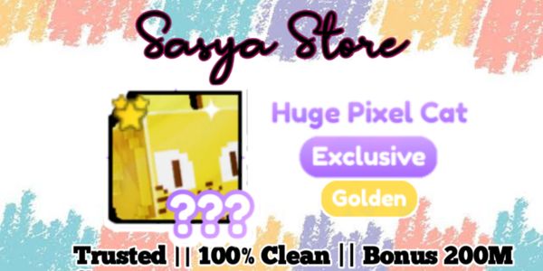 Huge Pixel Cat Golden