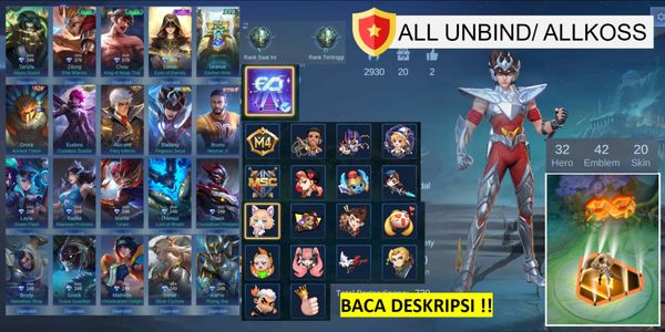 Epic Lunox Account, Badang SS, Bruno Neymar, Recall Party Star (Tas Tas lite), 18 emotes, Cheap and Cheerful (AllUnbind/ AllKoss)