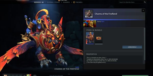 Beli Item Gift Charms Of The Firefiend Batrider The Battle Pass 