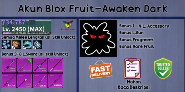 Blox Fruit Account Level Max (Awaken Dark) V2 Fighting Style