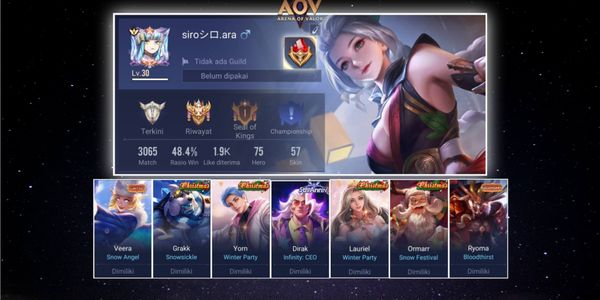 Cheap AOV Account {Hero 75 Skin 57} 1 RUBY Unused