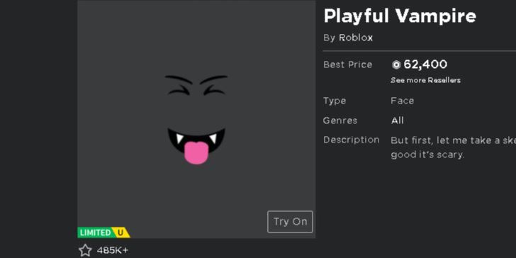 Beli Item Playful Vampire Limited Face (Baca Deskripsi) Roblox Terlengkap  Dan Termurah Januari 2022 1579189 | Itemku Beli Item Playful Vampire Limited Face (Baca Deskripsi) Roblox Terlengkap  Dan Termurah Januari 2022 1579189 | Itemku