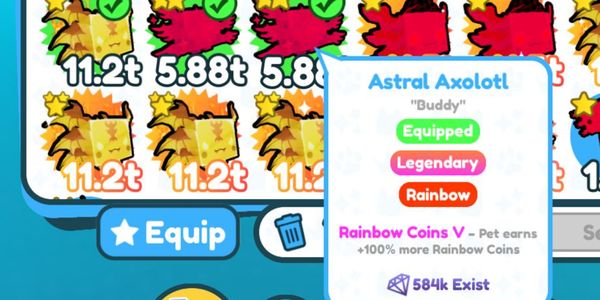 Rainbow Astral Axolotl (Rainbow Coin V) + Bonus - Pet Simulator