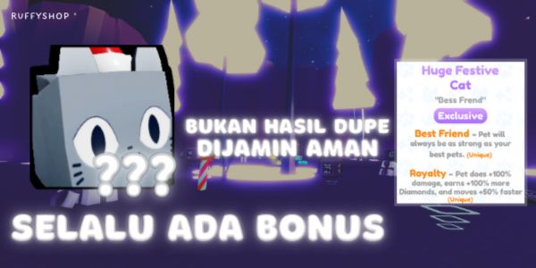 Huge Festive Cat Enchant Royalty { Buy 1 Bonus 6B Gems }