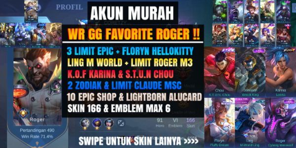 AKUN MURAH WR GG SKIN 166 EMBLEM MAX 6 !!!