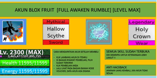 Buy Account Akun Blox Fruit [Full Awakening Rumble+Mythical Sword ...