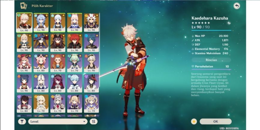 Beli Akun ENDGAME 18SSR FULL BUILD+C1 HUTAO+KAZUHA+GANYU+AYAKA+KOKOMI