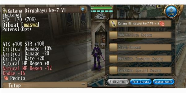 Katana 1slot +S god stat!