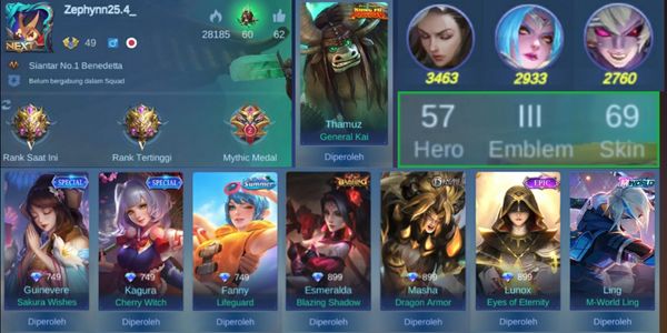 KUNGFU THAMUZ, EMBLEM MAX III, 4 EPIC, MMR BENED 3.4K #DK411