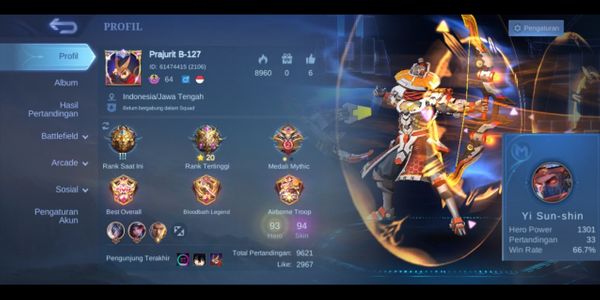AKUN GG MURAH COLLECTOR YSS EPIC ROGER EPIC SABER CHRISTMAS LANCE HIGH WR YSS EMBLEM MAX