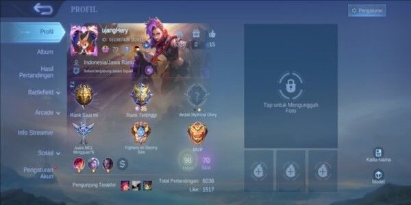 98 Hero Account 70 Skin Emblem MAX 100% Safe