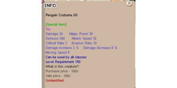 Penguin Costume .XG +0 Unapp