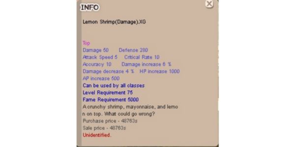 Lemon Shrimp Damage .XG +0 Unapp