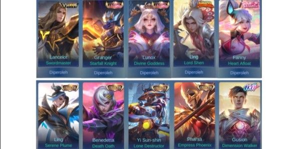 LANCELOT DAWNING - COLLECTOR LING YSS BENEDETTA PHARSA - 11.11 GUSION - ASPIRANTS LAYLA - LEGEND GRANGER LUNOX - KUNGFU LING