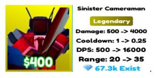 (Legendary) Sinister Cameramen - Toilet Tower Defense