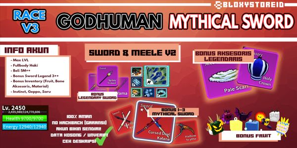 Akun Blox Fruit [Level MAX][Godhuman]{MYTHICAL SWORD}(Unverified)