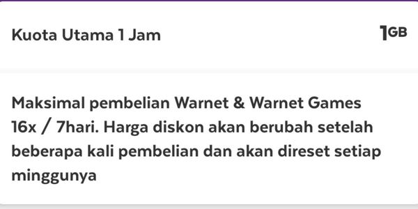 Paket Warnet (1 GB 1 Jam)