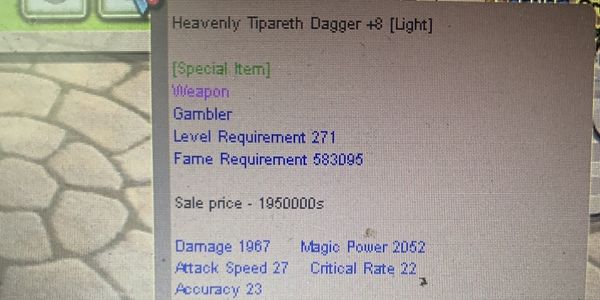 HnC Heavenly Tipareth Dagger +8 mpw 20 tun -g-