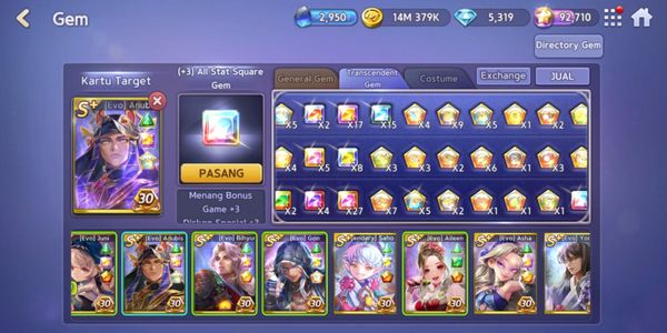 AKUN GETRICH SULTAN EVO ANUBIS, EVO JUNI, EVO GON, LEGEND SAHO, EVO AILEEN, EVO ASHA, EVO YOONRANG BERPENDANT TARROT CARD, GEMS BEJIBUN