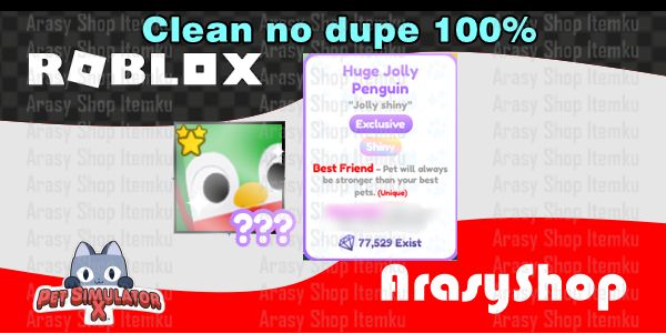 HUGE SHINY JOLLY PENGUIN Clean 100%