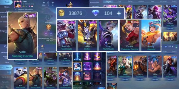 AKUN ML SULTAN, 3 EPIC SHOP, EPIC LANCELOT, LING, IRITHEL, SPECIAL FANNY, CHRISTMAS KARINA, RECALL SALJU PERMANEN, NO MINUS