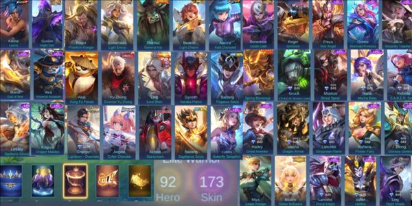 Sultan's mobile legends account as in the pic, exo yuzhong, collector dyrroth esme bennedeta gussion, badang saint saiya gold tastas api etc