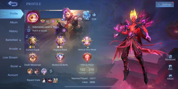 Akun sultan 2 skin,epic limit,full hero,dan skin mewah lainya