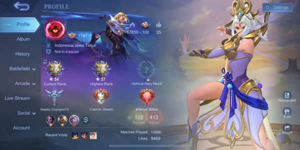 Akun sultan skin 412,skin legend gusion & valir,prime,50 epic,Kof,transformers dan skin mewah lainya